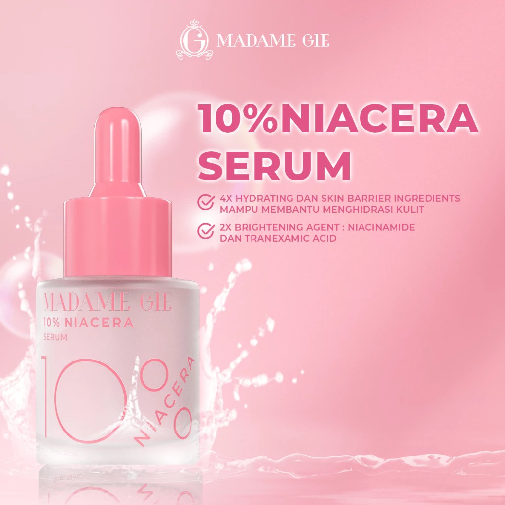 (PAKET) Madame Gie 3in1 Niacera Series - Essence Toner 100ml + Serum 20ml + Moisture Gel 30gr