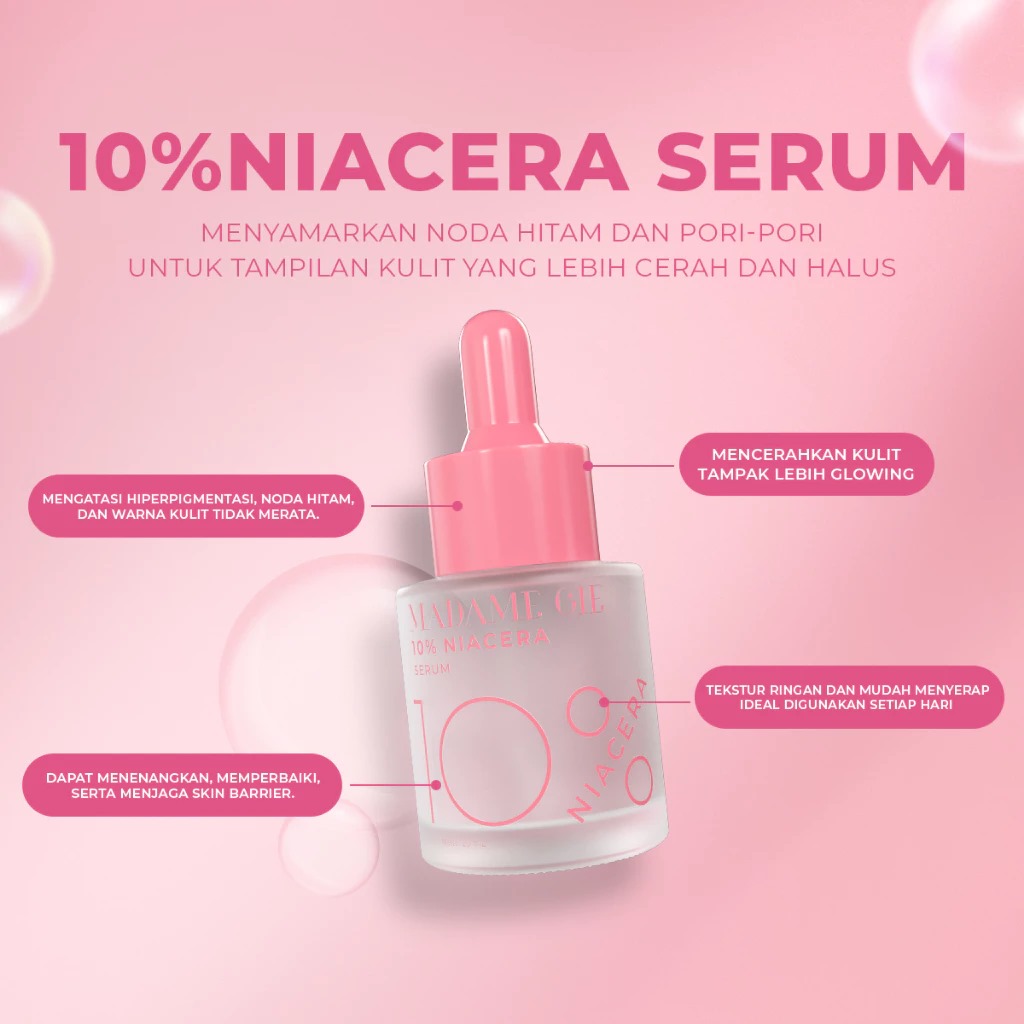 (PAKET) Madame Gie 3in1 Niacera Series - Essence Toner 100ml + Serum 20ml + Moisture Gel 30gr