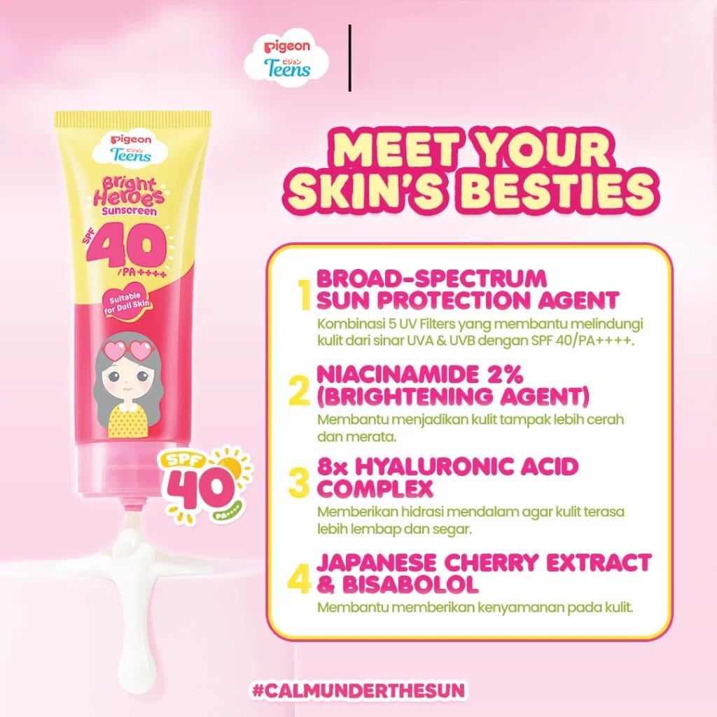 Pigeon Teens Sunscreen SPF40 PA++++ 30ml - Bright Heroes