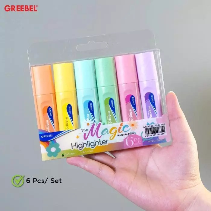 GREEBEL Highlighter Pastel 1 Set 6 Warna (HL-701-6C)