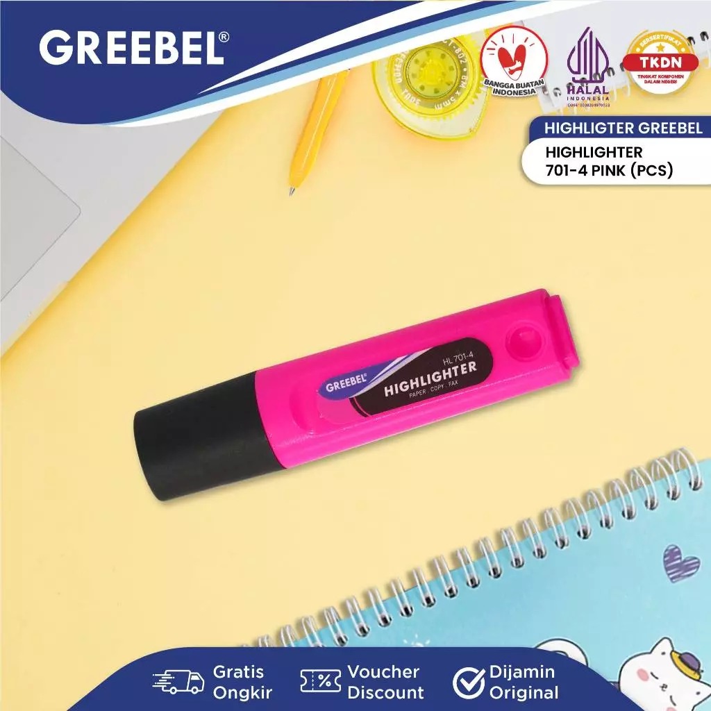 GREEBEL Highlighter Stabilo - PINK (HL701-4)