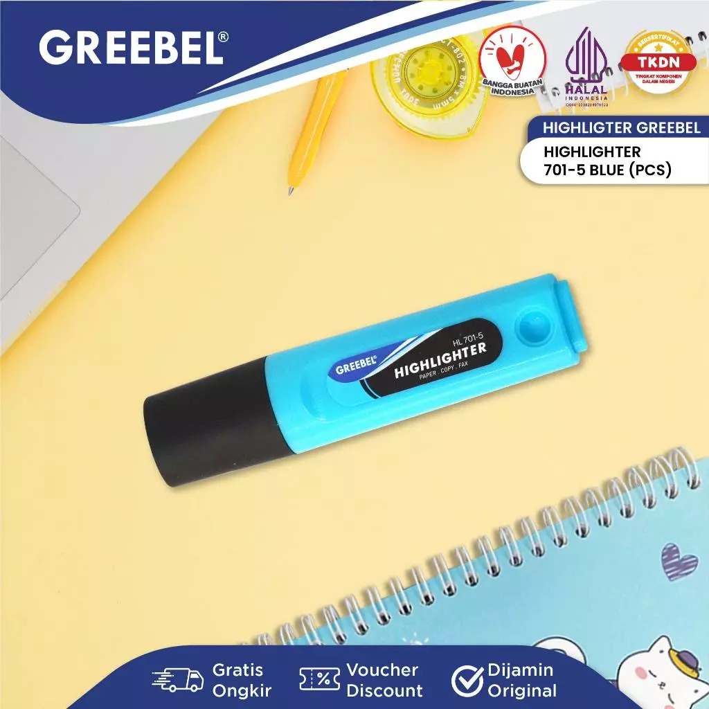 GREEBEL Highlighter Stabilo - BLUE (HL701-5)