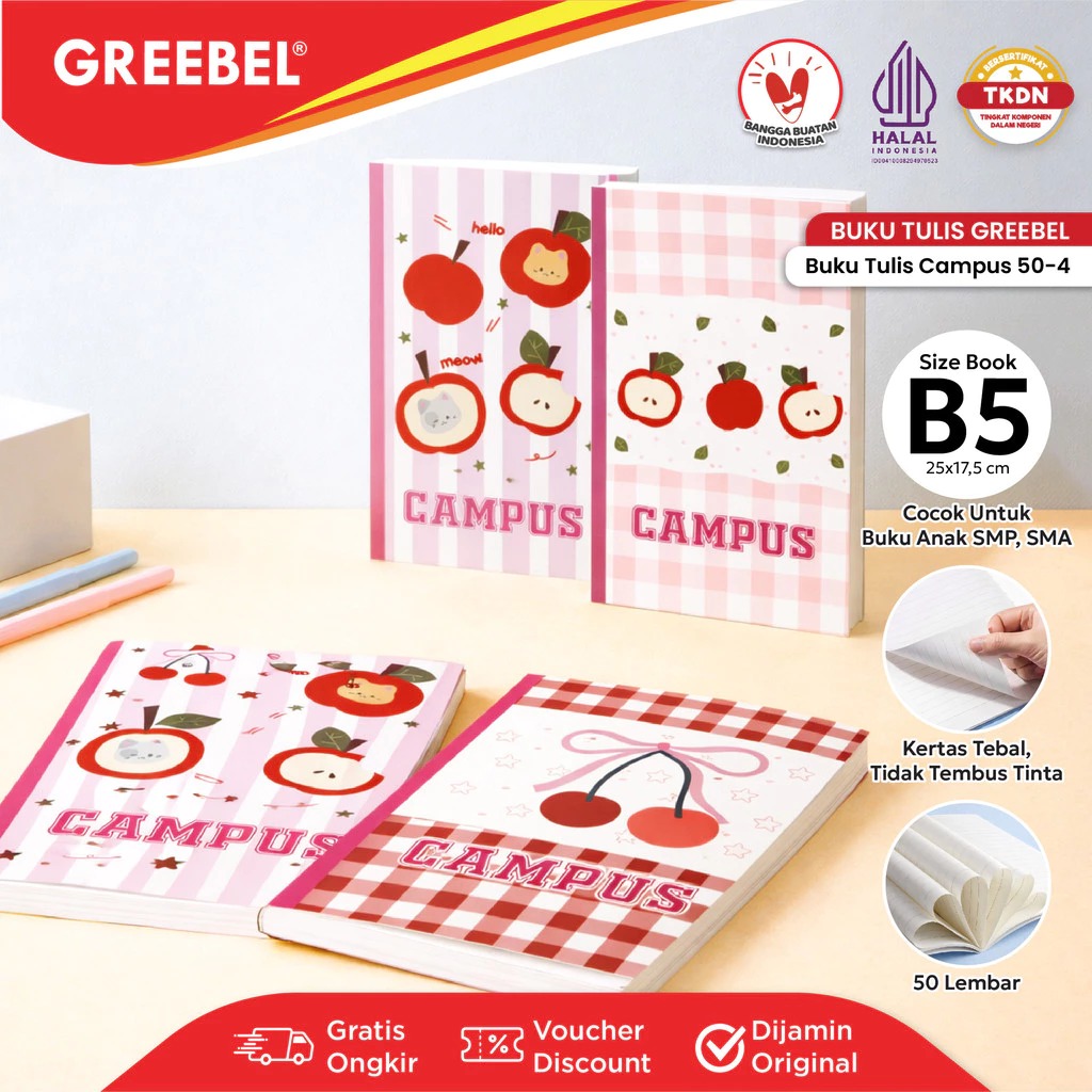 GREEBEL Buku Tulis Campus 50 Lembar (GB50-4) - (B5 250x175mm)