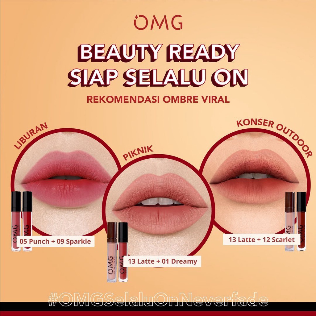 Paket Oh My Glam Mattelast Lip Cream 13 Latte + 01 Dreamy (OMG)