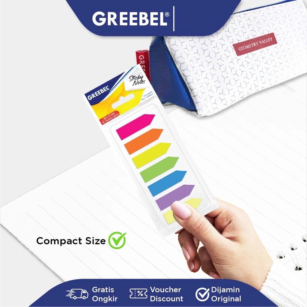 GREEBEL Sticky Notes Panah 25 Sheets/Colour (45x12mm)