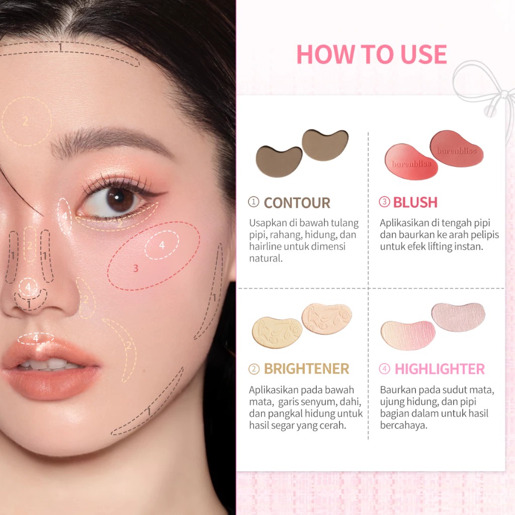 Barenbliss Ribbon Blossom Face Palette 9gr - C1 Cool Vivid