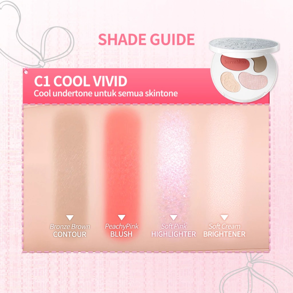 Barenbliss Ribbon Blossom Face Palette 9gr - C1 Cool Vivid