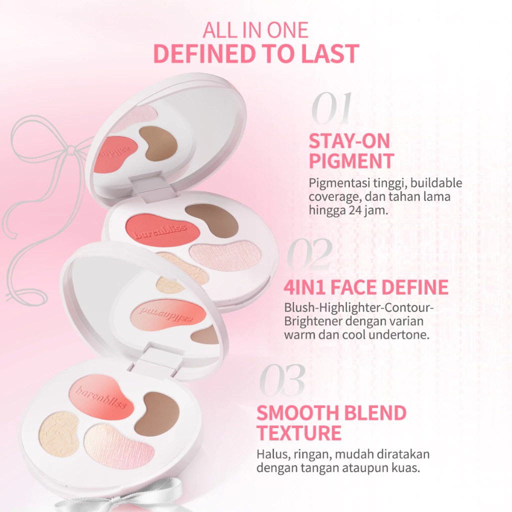 Barenbliss Ribbon Blossom Face Palette 9gr - W1 Warm Vivid