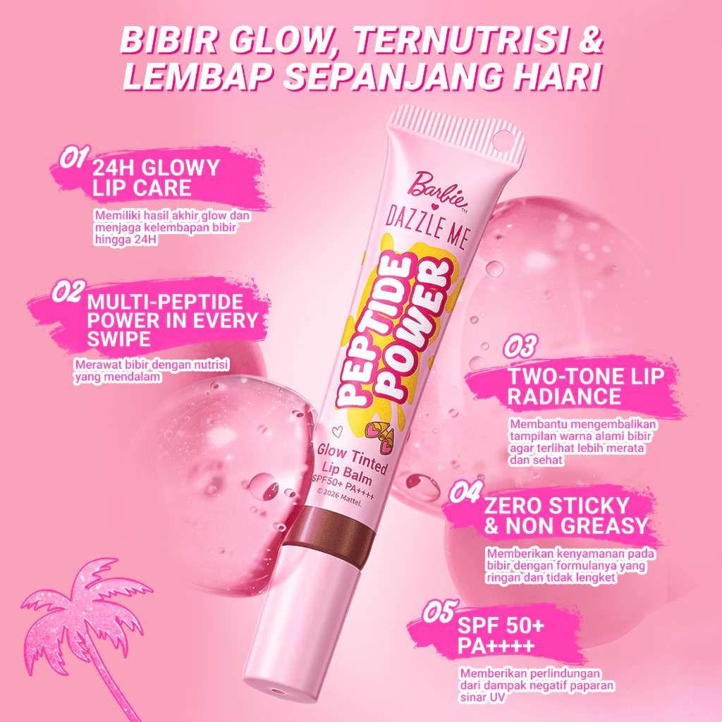 Dazzle Me X Barbie Peptide Power Glow Tinted Lip Balm 8gr - R03 Apple Syrup (SPF50+ PA++++)