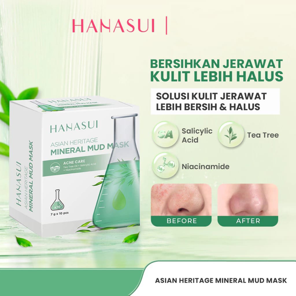 (PAKET ISI 10) Hanasui Mineral Mud Mask Asian Heritage 7gr (Hijau)