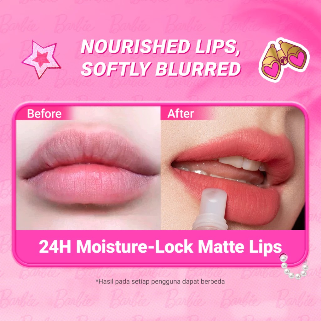 Dazzle Me X Barbie Peptide Power Matte Tinted Lip Balm 8gr - ON04 Peach Cider (SPF50+ PA++++)
