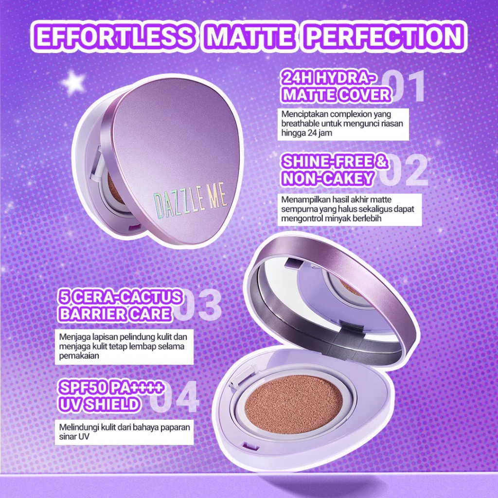 Dazzle Me Cover Me Matte Serum Cushion SPF50 PA++++ 11gr - W03 Wheat