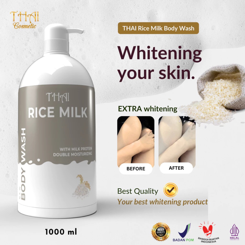 Thai Body Wash 1000ml - Rice Milk (Sabun Mandi Cair Botol Pump) Thai Body Wash 1000ml - Rice Milk (Sabun Mandi Cair Botol Pump)