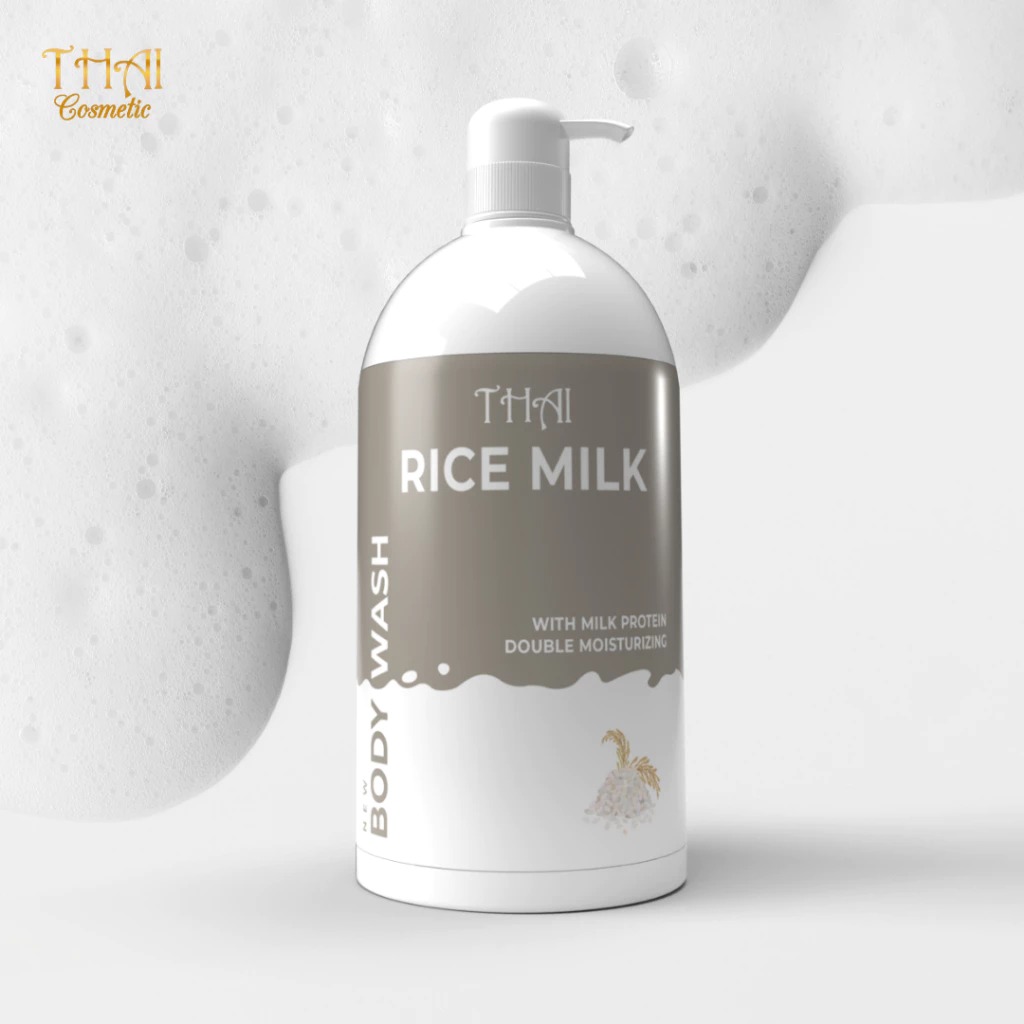 Thai Body Wash 1000ml - Rice Milk (Sabun Mandi Cair Botol Pump)