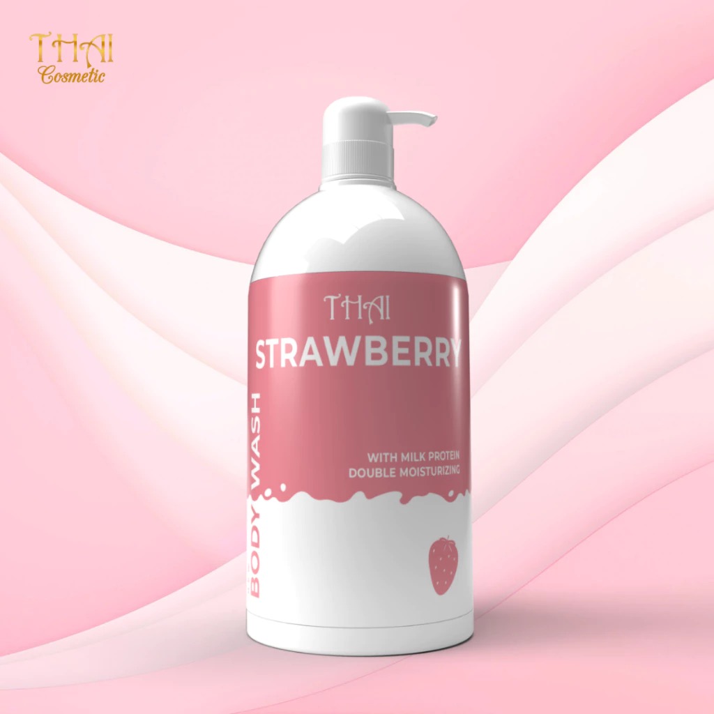 Thai Body Wash 1000ml - Strawberry (Sabun Mandi Cair Botol Pump)