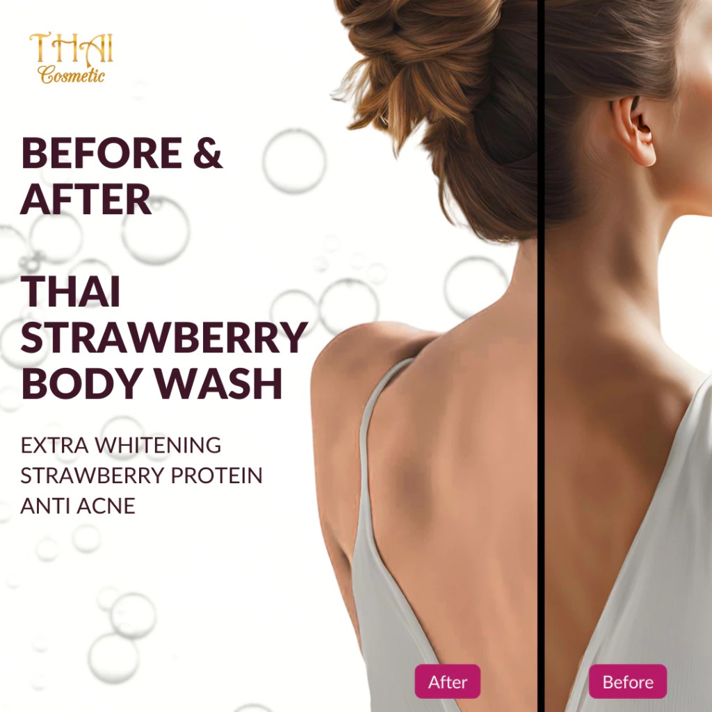 Thai Body Wash 1000ml - Strawberry (Sabun Mandi Cair Botol Pump)