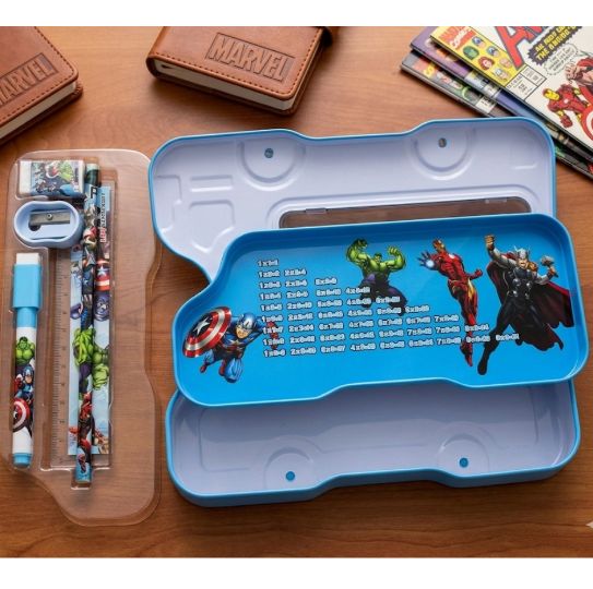 Kotak Pensil Anak Karakter Model BUS + Alat Tulis 5in1 - SUPERHERO (LPY99-12)
