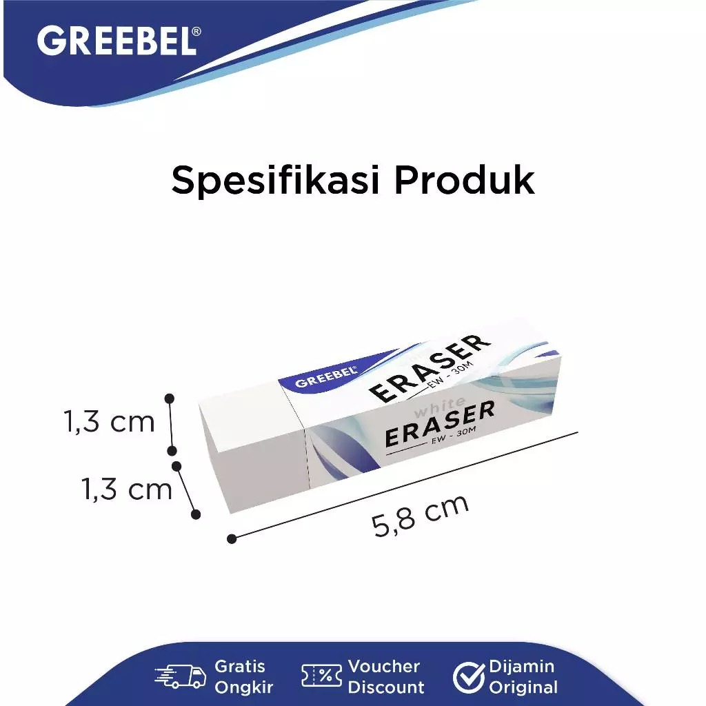 GREEBEL Pencil Eraser - (EW-30M) Penghapus Pensil Bahan Karet