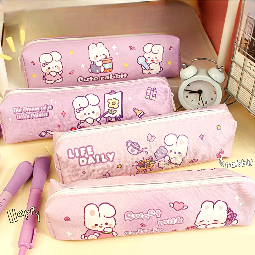 Tempat Pensil Resleting Motif Lucu 19x9cm - RABBIT (Pouch Waterproof)