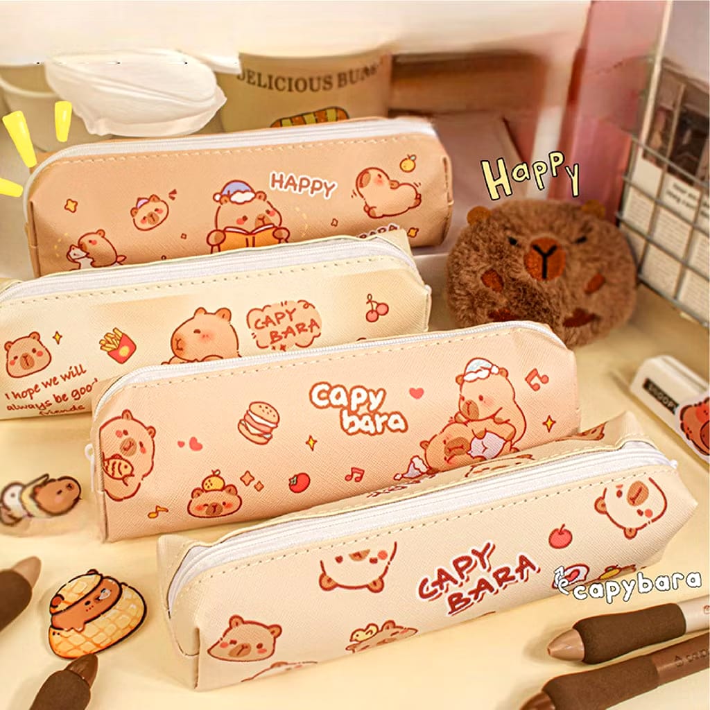 Tempat Pensil Resleting Motif Lucu 19x9cm - CAPYBARA (Pouch Waterproof)