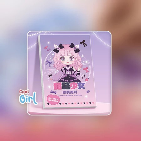Buku Stiker DRESS UP Karakter DIY (1002) - COOL GIRL PURPLE (Game Sticker)