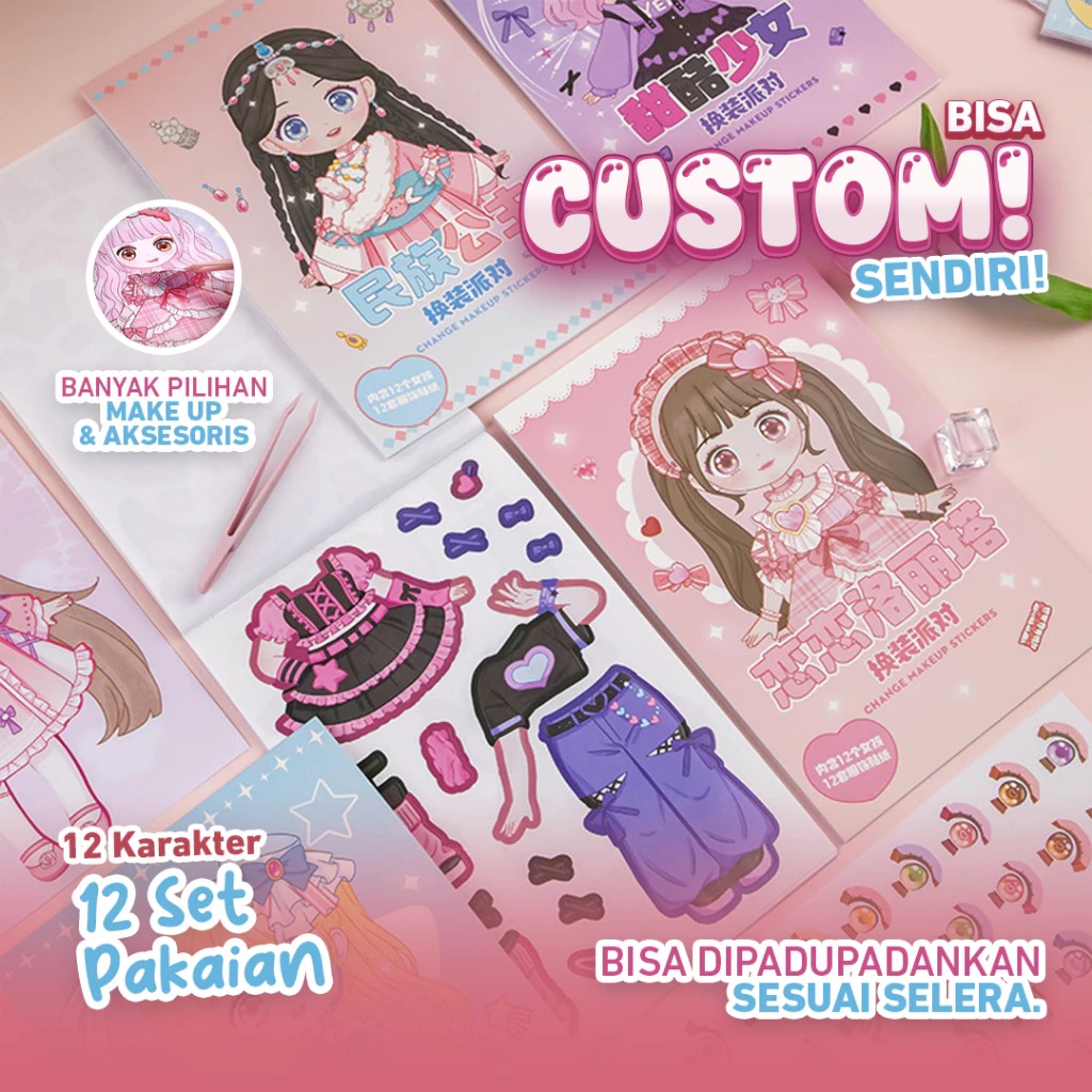 Buku Stiker DRESS UP Karakter DIY (1002) - COOL GIRL PURPLE (Game Sticker)