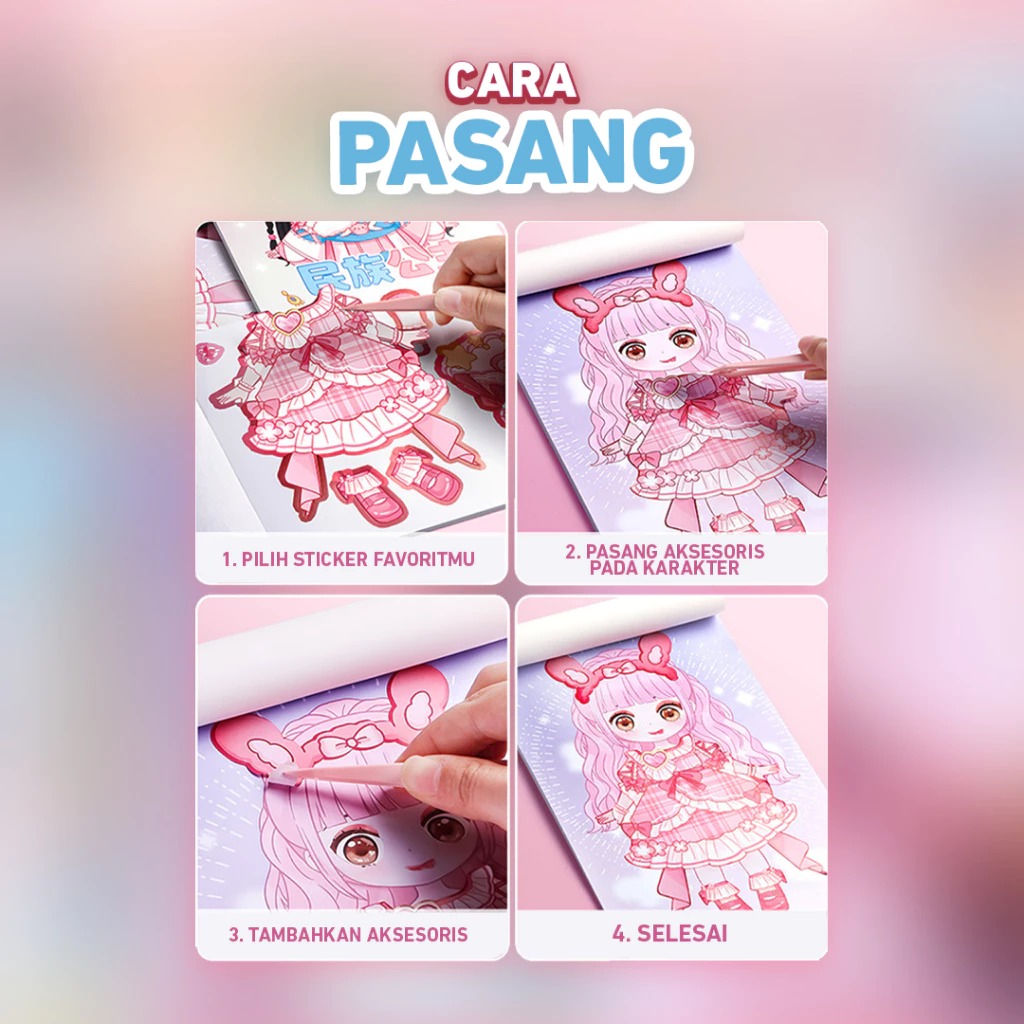Buku Stiker DRESS UP Karakter DIY (1002) - COOL GIRL PURPLE (Game Sticker)