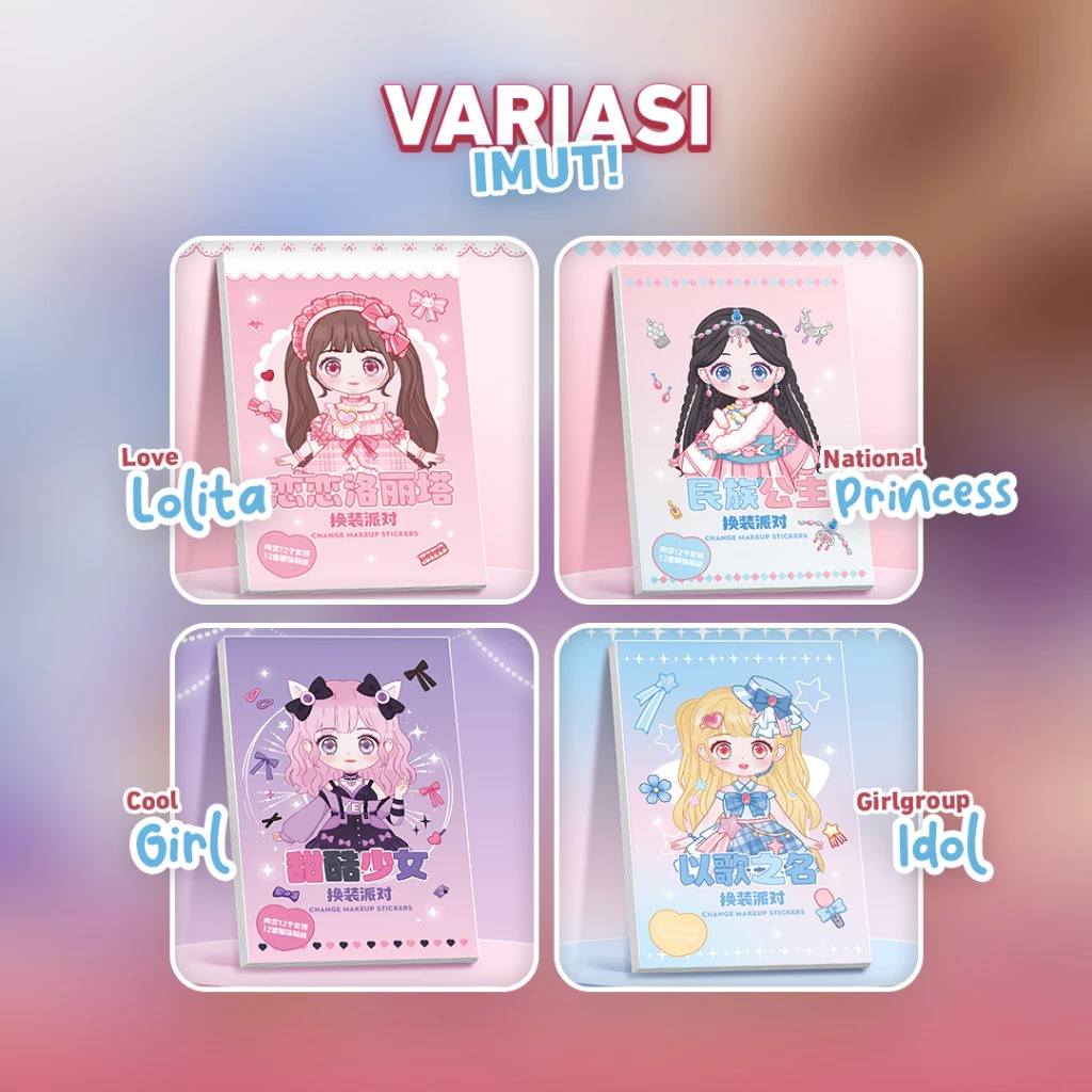 Buku Stiker DRESS UP Karakter DIY (1002) - IDOL BLUE (Game Stiker)