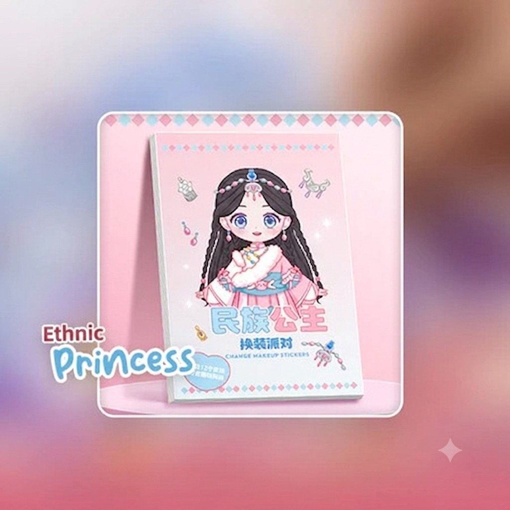 Buku Stiker DRESS UP Karakter DIY (1002) - ETHNIC PRINCESS PINK (Game Sticker)
