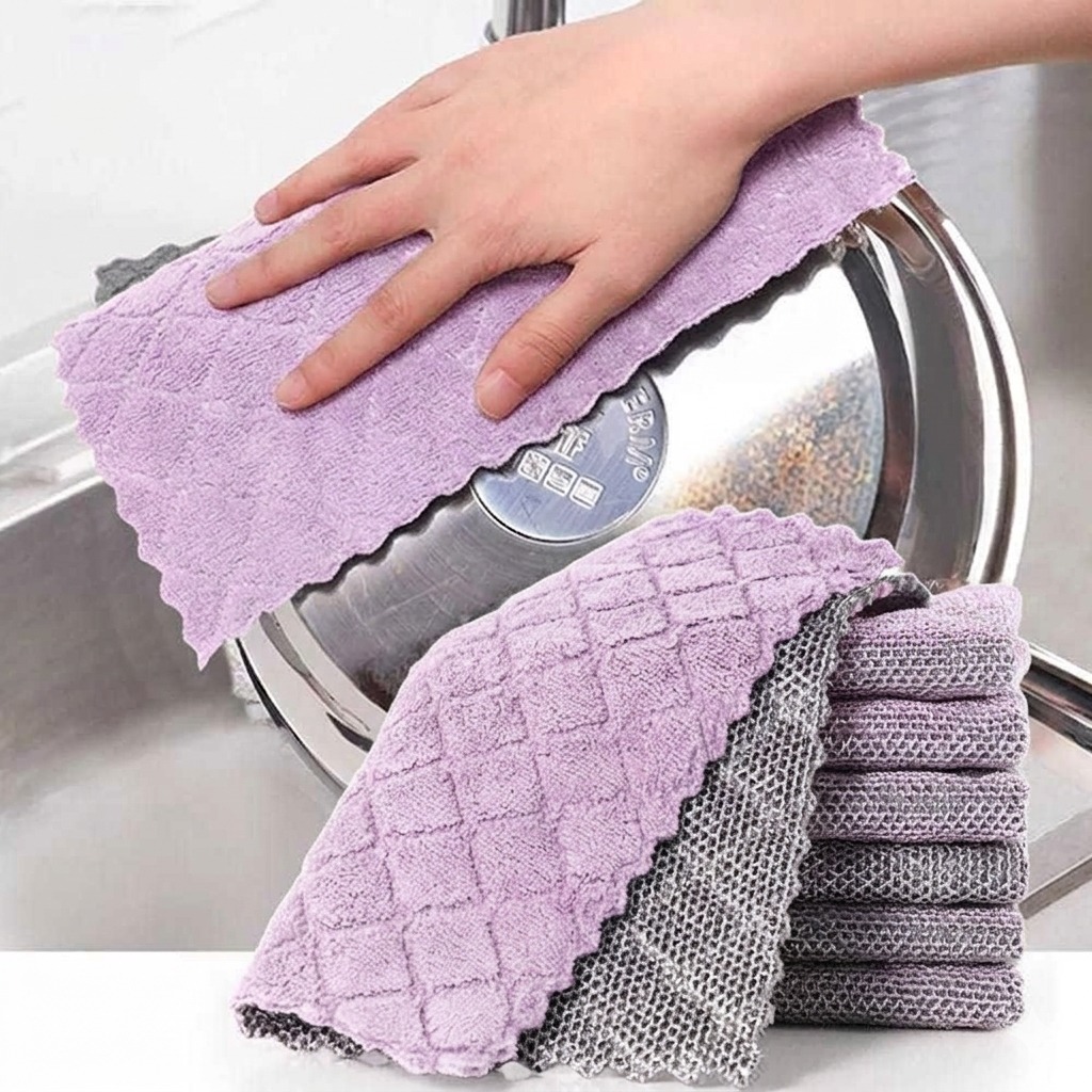 Kain Lap Dapur 2 Sisi (Anti Minyak + Kawat) 20x20cm