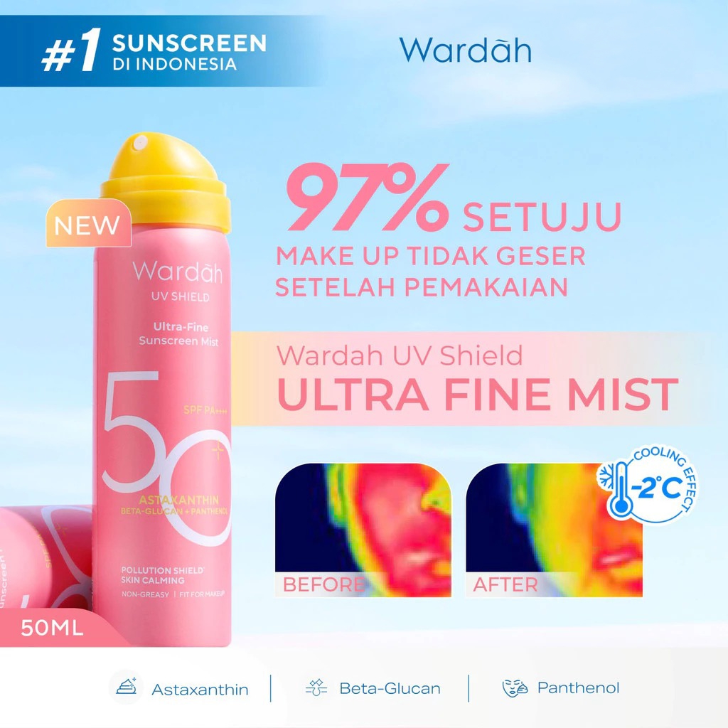 Wardah UV Shield Ultra-Fine Sunscreen Mist SPF50+ PA++++ 50ml Wardah UV Shield Ultra-Fine Sunscreen Mist SPF50+ PA++++ 50ml