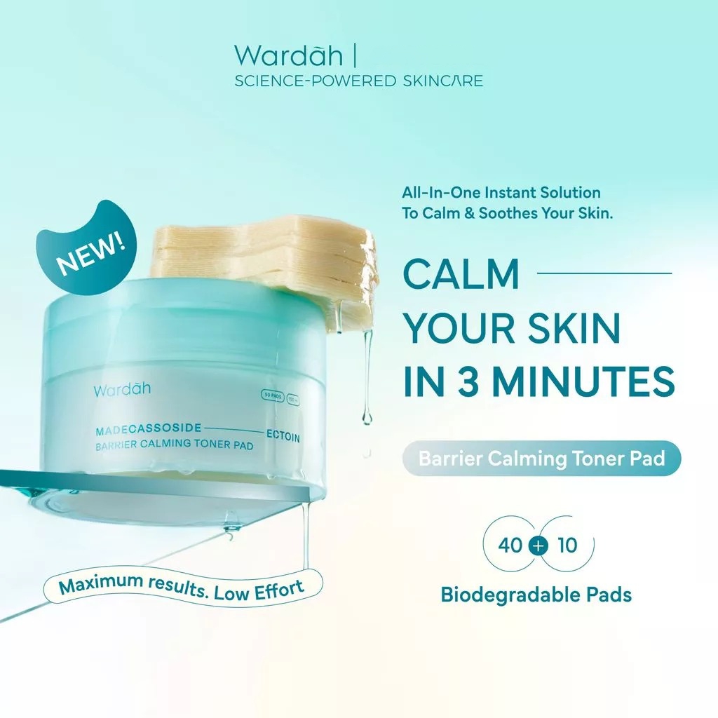 Wardah Madecassoside Ectoin Barrier Calming Toner Pad 50pcs 100ml