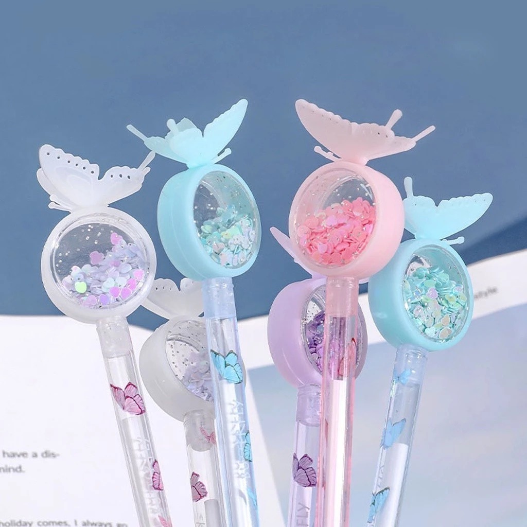 Pulpen Gel Motif Glitter & Kupu-Kupu 0.5mm