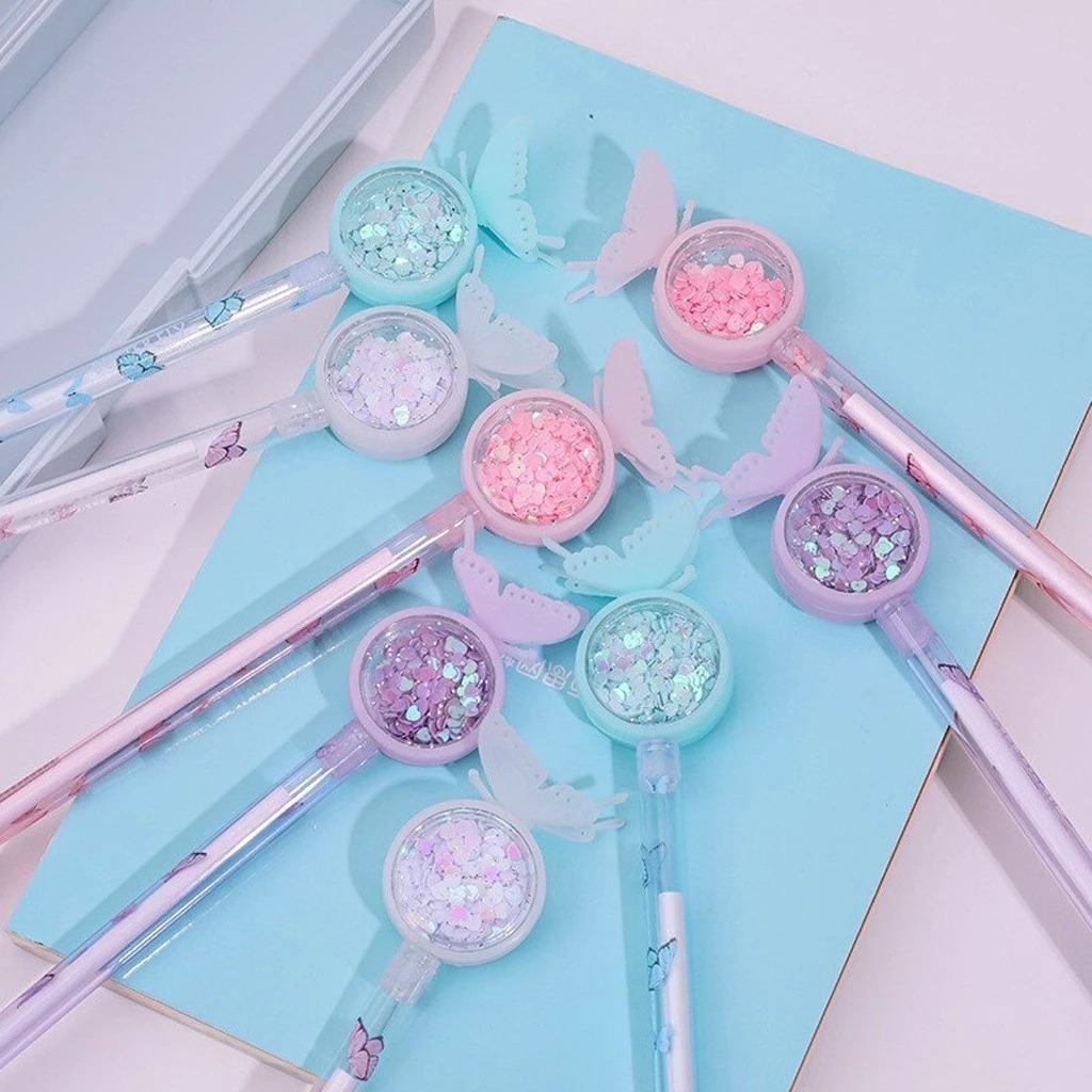 Pulpen Gel Motif Glitter & Kupu-Kupu 0.5mm
