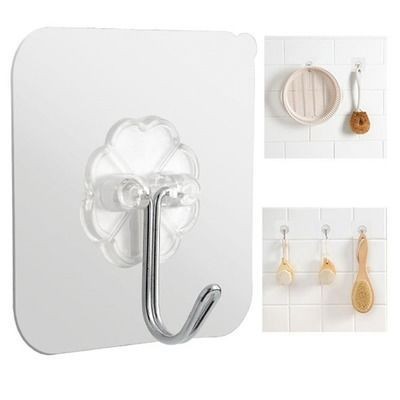 (Isi 5) Magic Hook J Transparan (Gantungan Dinding Besi)
