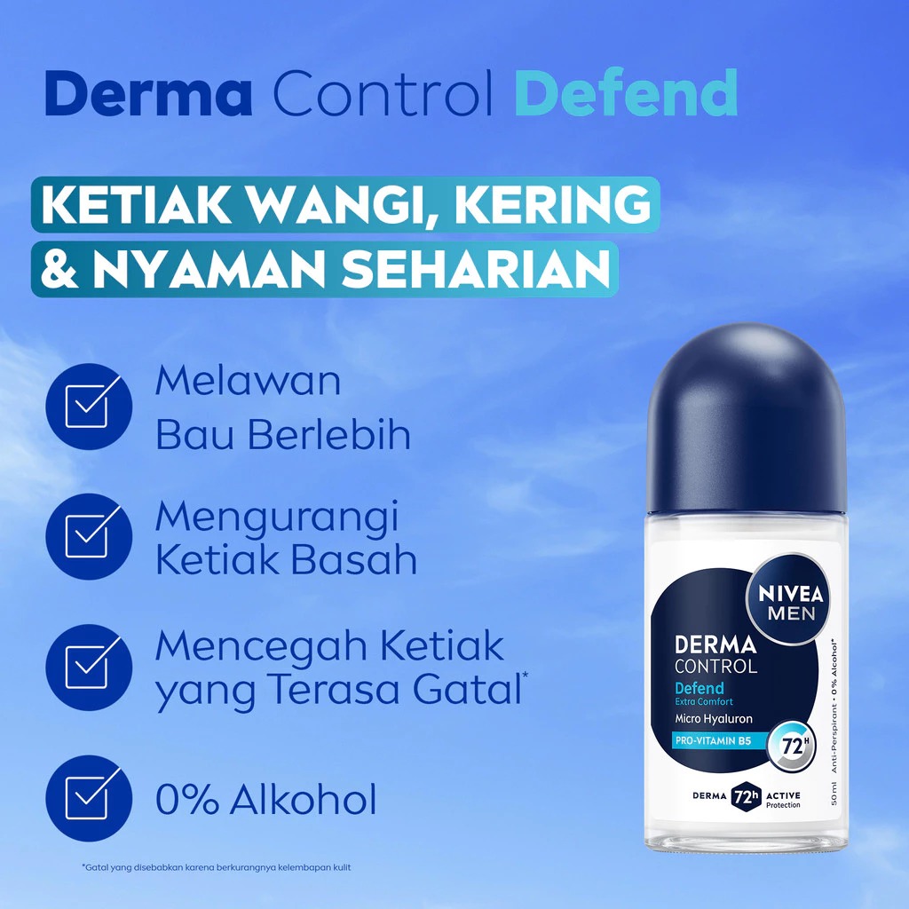 Nivea Deodorant Roll On Derma Series 50ml - Defend MEN (Pro-Vitamin B5)