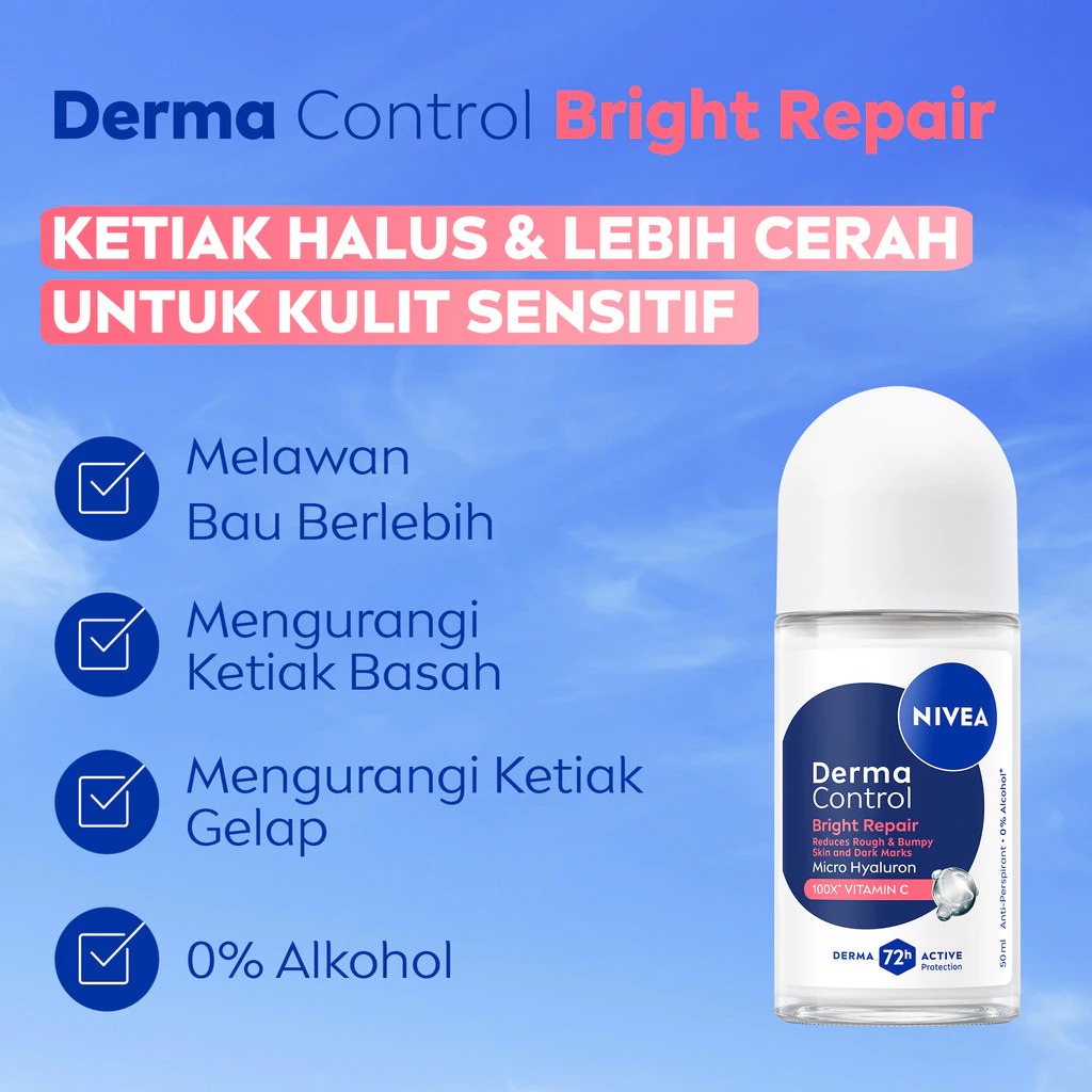 Nivea Deodorant Roll On Derma Series 50ml - Bright Repair (Vitamin C)
