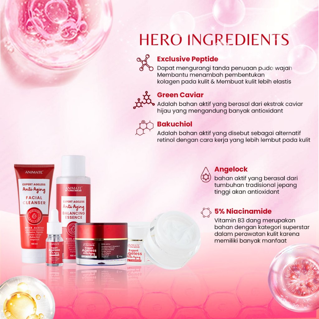 Paket Animate Expert Ageless Anti Aging Series 5in1 (Merah)