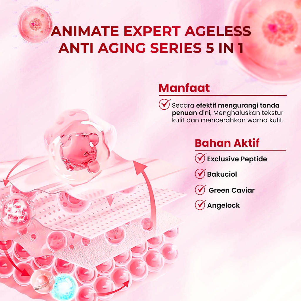 Paket Animate Expert Ageless Anti Aging Series 5in1 (Merah)