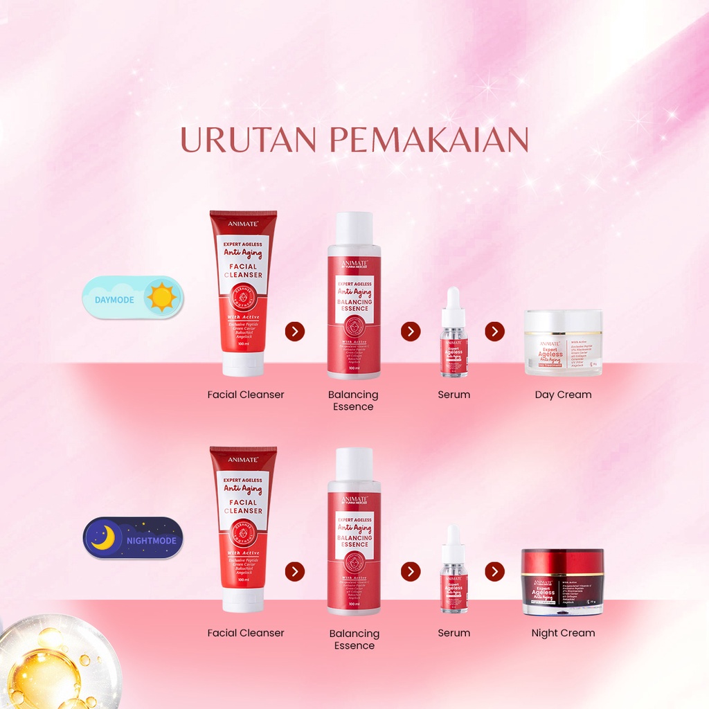 Paket Animate Expert Ageless Anti Aging Series 5in1 (Merah)