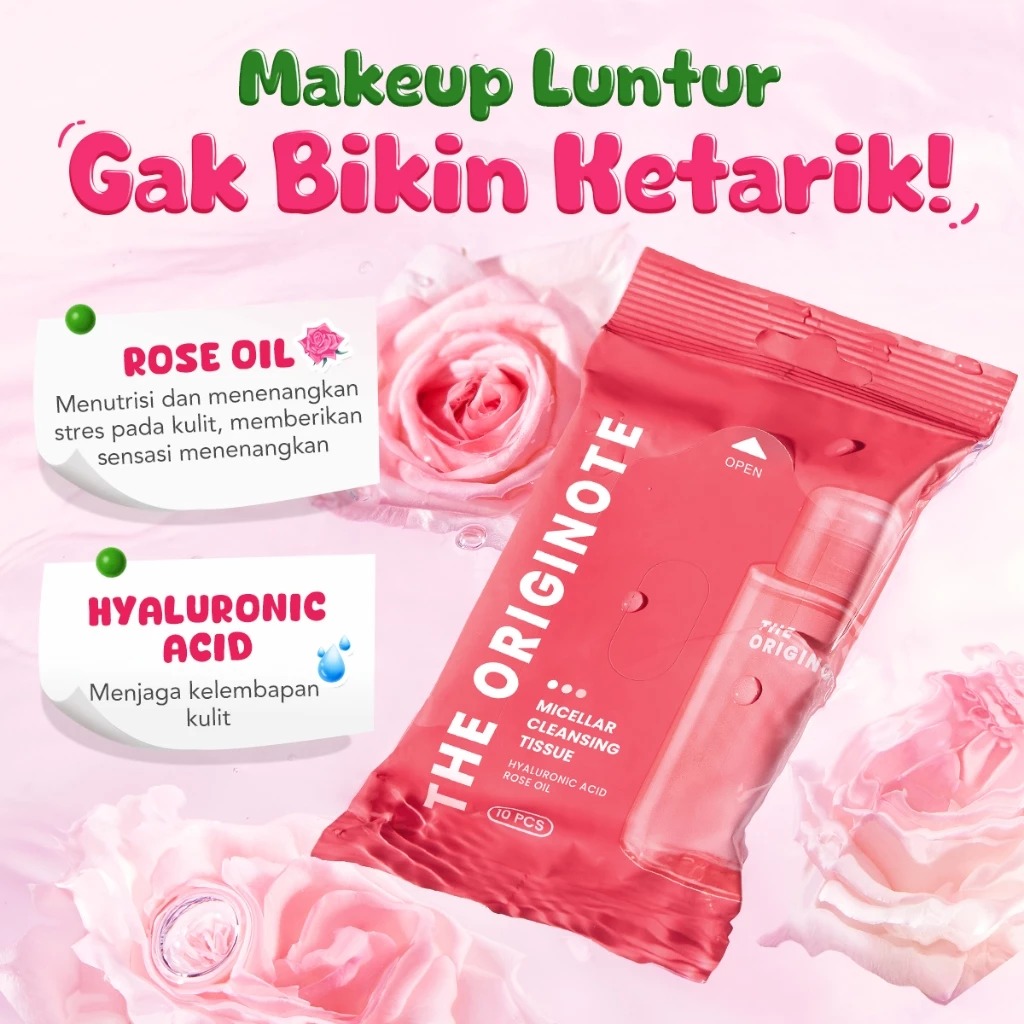The Originote Micellar Cleansing Tissue 10pcs - Hyaluronic Acid Rose Oil