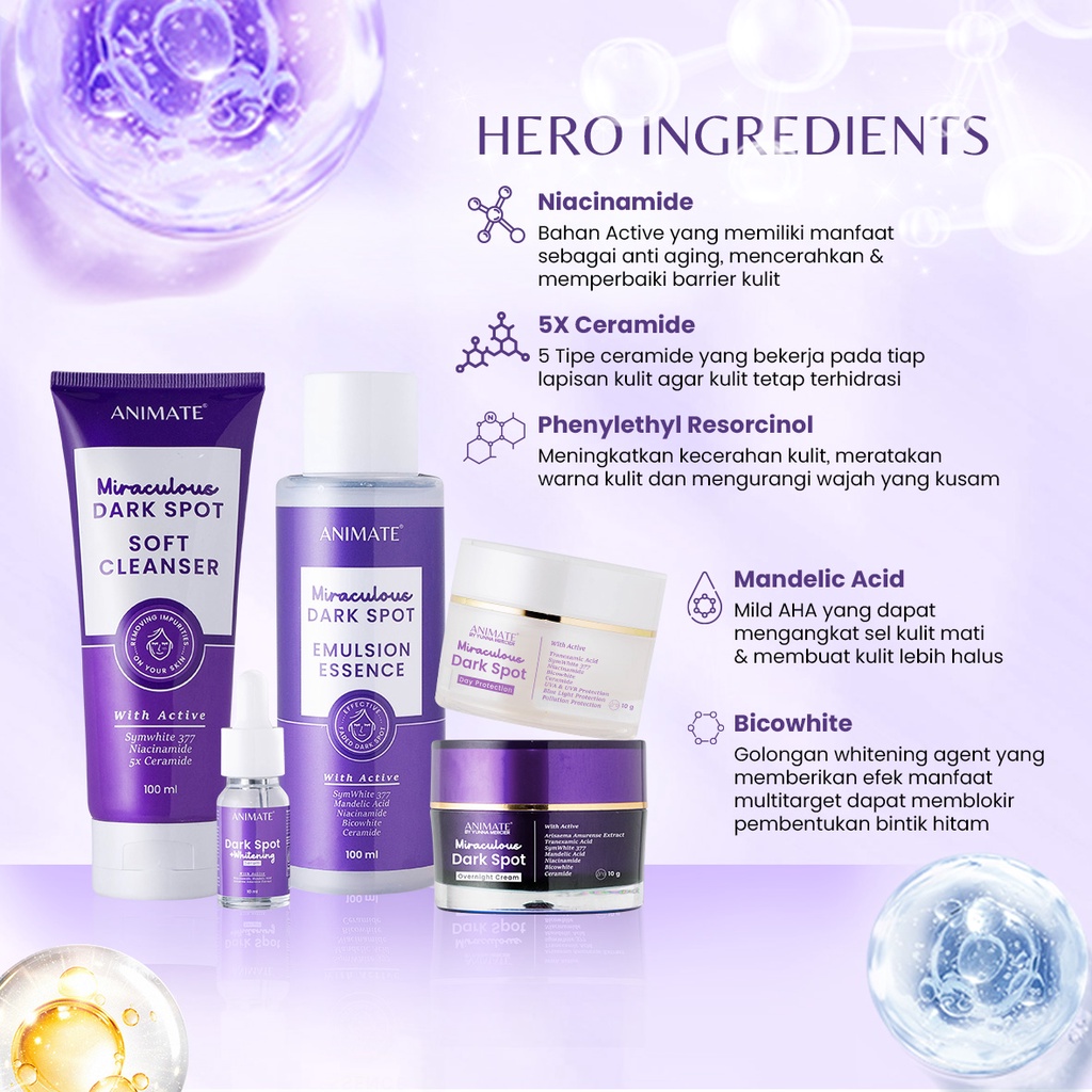 Paket Animate Miraculous Dark Spot Series 5in1 (Ungu) Paket Animate Miraculous Dark Spot Series 5in1 (Ungu)