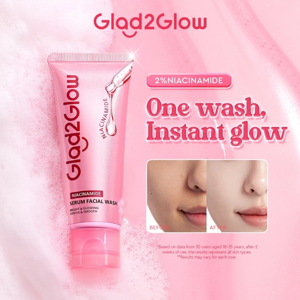 Glad 2 Glow Cleanser - Niacinamide Serum Facial Wash Instant Glow 70gr Glad 2 Glow Cleanser - Niacinamide Serum Facial Wash Instant Glow 70gr