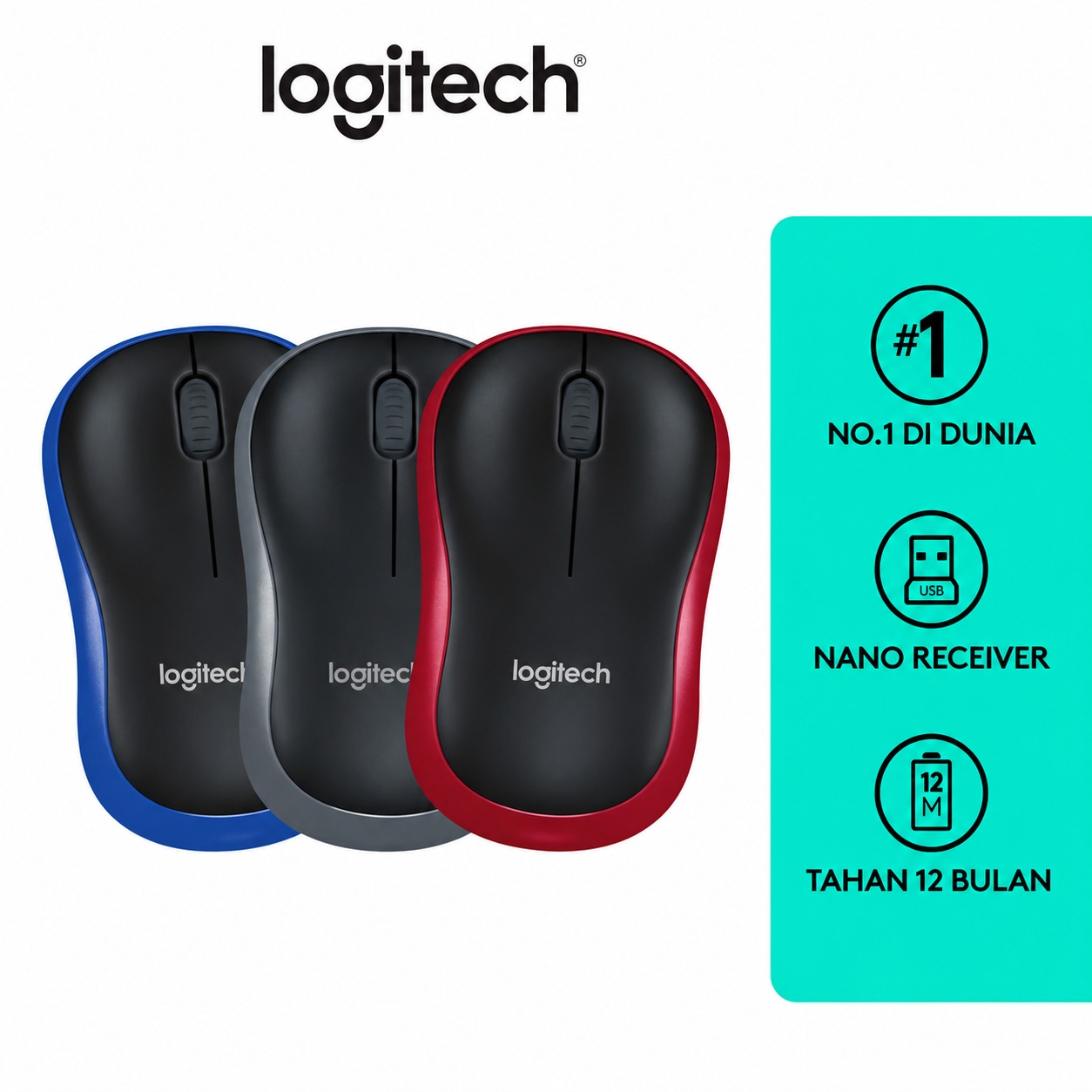 LOGITECH M185 Mouse Wireless - Blue