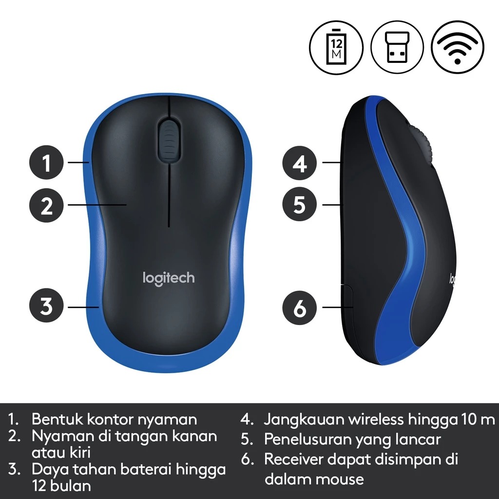 LOGITECH M185 Mouse Wireless - Red