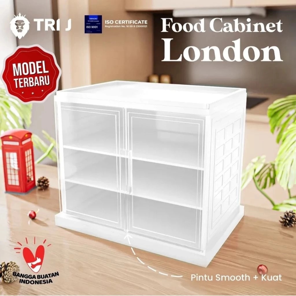 TRI J - Food Cabinet London 3 Tingkat - PUTIH (Rak Penyimpanan Makanan)