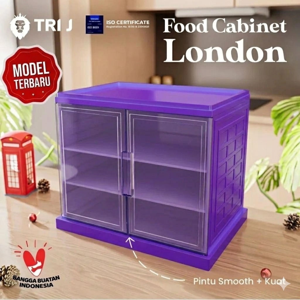 TRI J - Food Cabinet London 3 Tingkat - UNGU (Rak Penyimpanan Makanan) TRI J - Food Cabinet London 3 Tingkat - UNGU (Rak Penyimpanan Makanan)