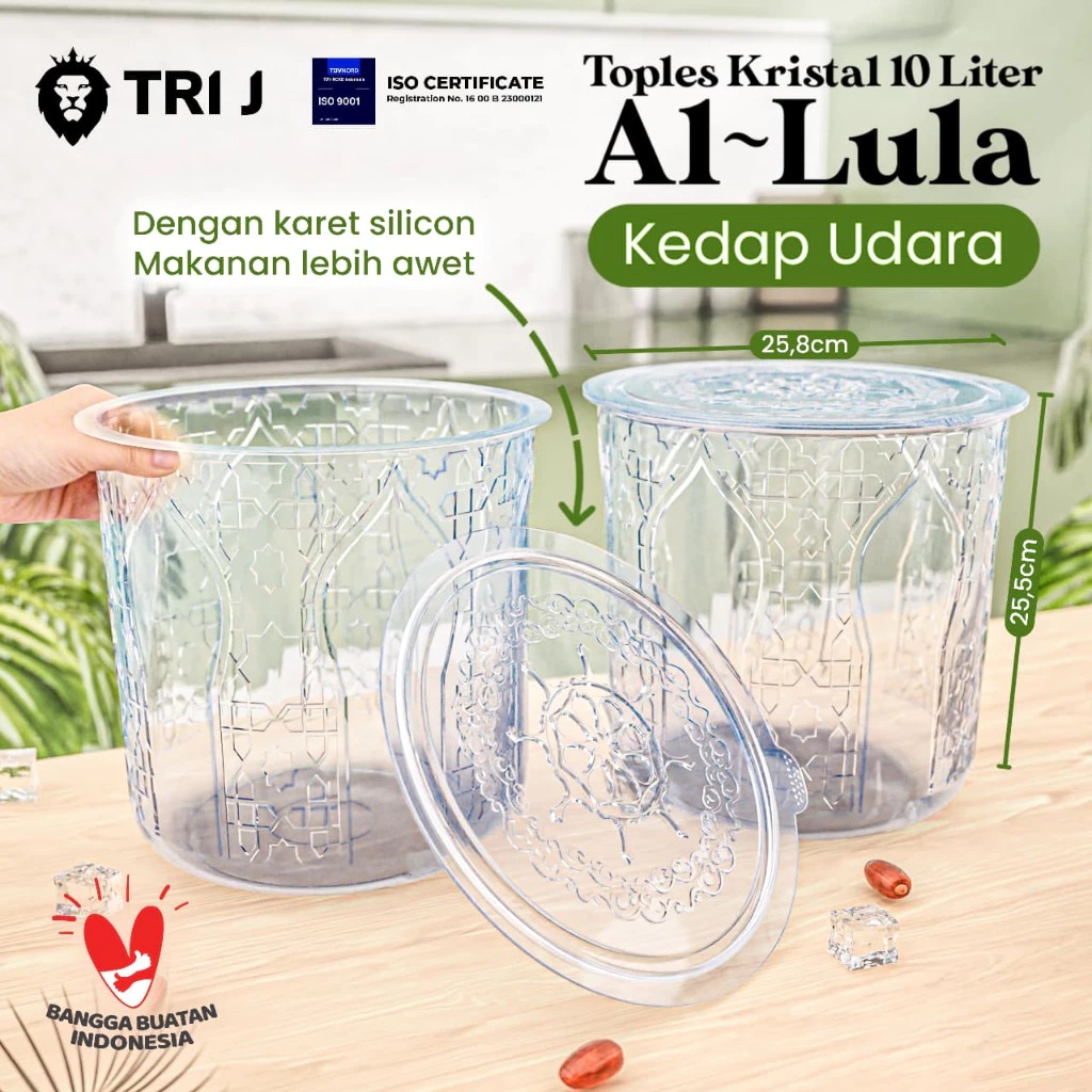 TRI J - Toples Kristal 10 Liter Al - Lula Kedap Udara