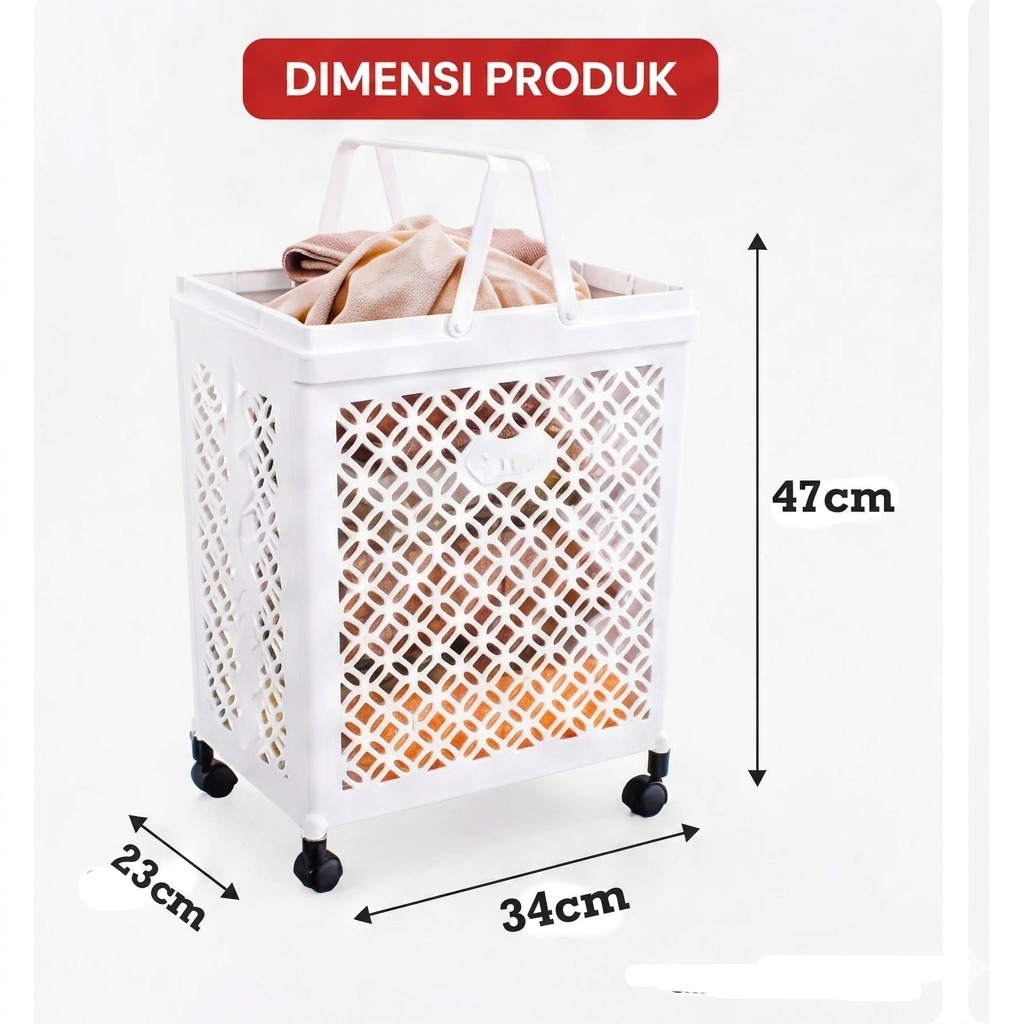 TRI J - Laundry Trolly Lipat Ellena - UNGU (Keranjang Baju Kotor)