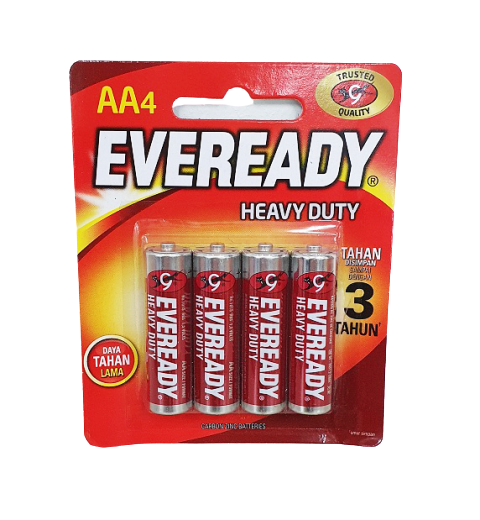 (Isi 4) Eveready Baterai AA - Heavy Duty (Merah)